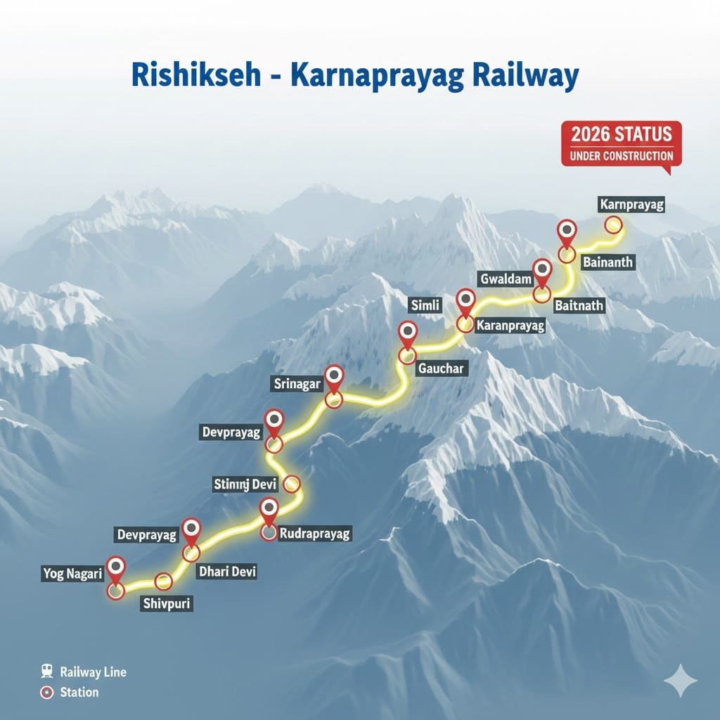 Rishikesh-Karnaprayag Railway Line Status 2026: Station List, Ticket Price & Opening